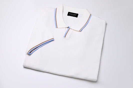 Classic Cotton Polo Sweater – Solid with Twin Tipping