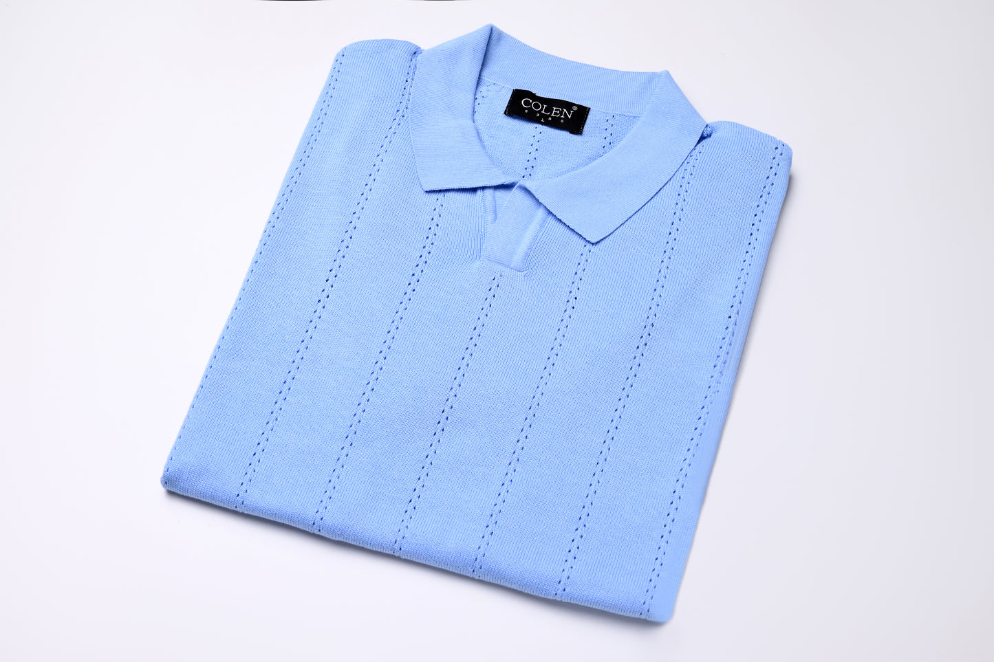 Light, Airy, Elegant – 100% Cotton Polo Sweater with Refined Openwork Detail