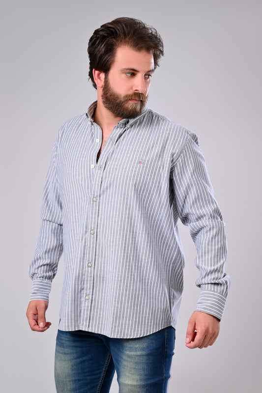 Smart Casual Oxford Shirt – Refined Stripes, Modern Fit