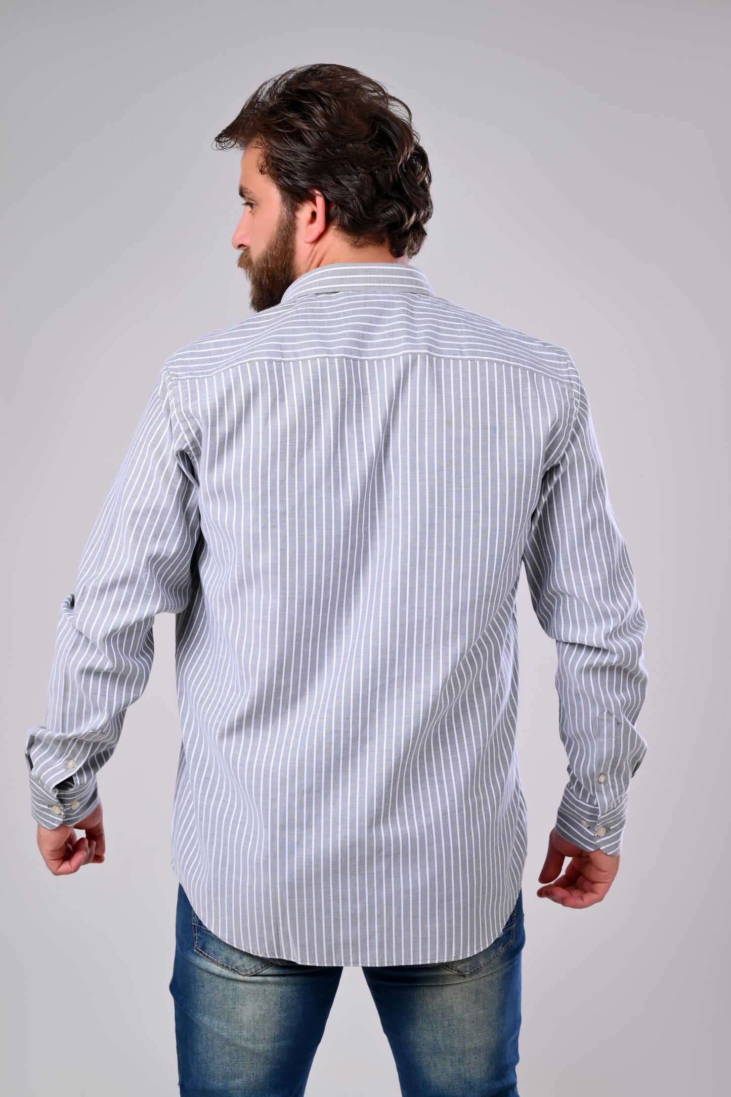Smart Casual Oxford Shirt – Refined Stripes, Modern Fit