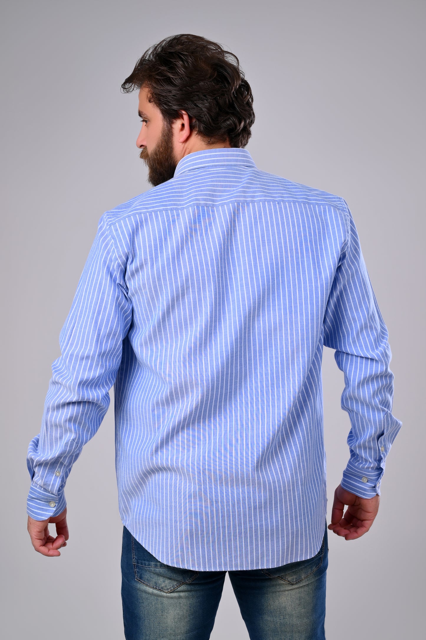 Smart Casual Oxford Shirt – Refined Stripes, Modern Fit