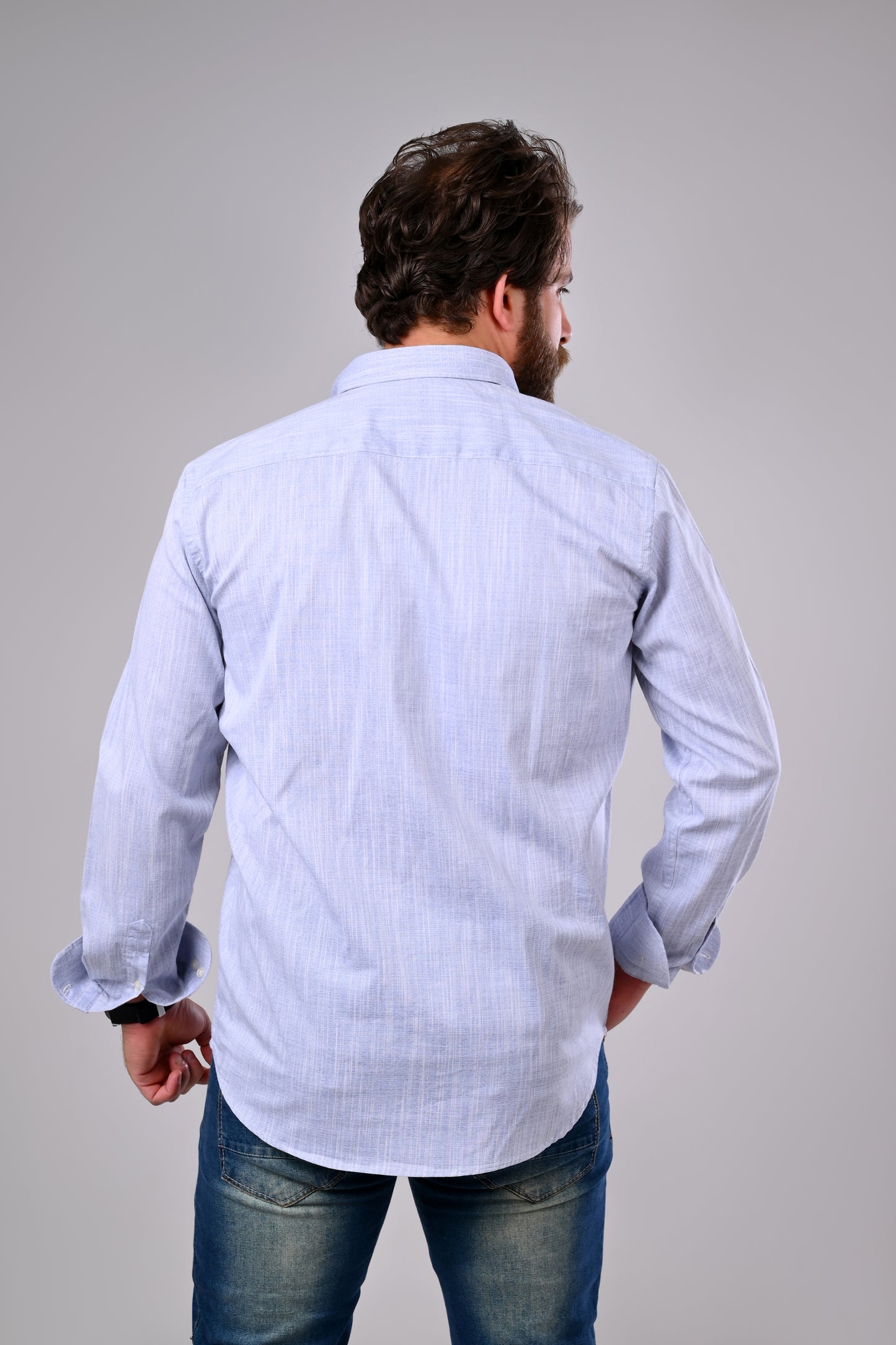 Polished Cotton-Lycra Shirt – Solid, Half-Slim Fit