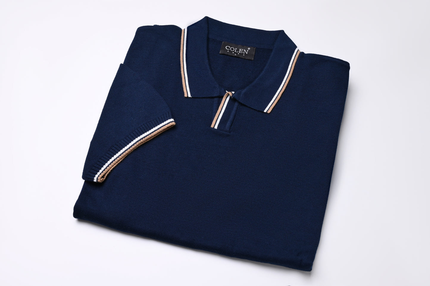 Classic Cotton Polo Sweater – Solid with Twin Tipping