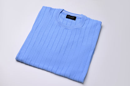 سترة قطنية 100% - ناعمة وخفيفة الوزن وذات رقبة دائرية كلاسيكية