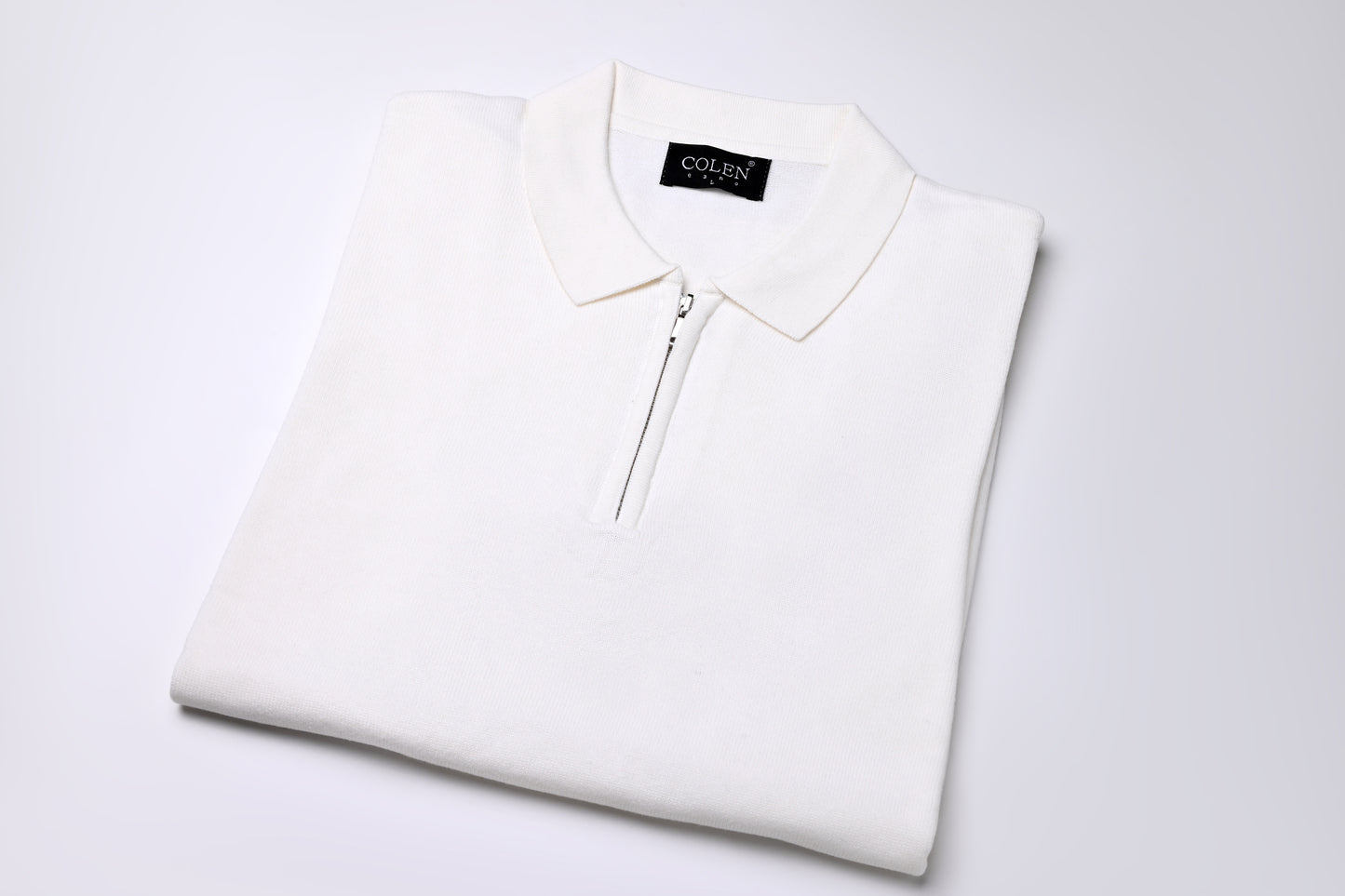 100% Cotton Zip-Up Polo Collar Sweater