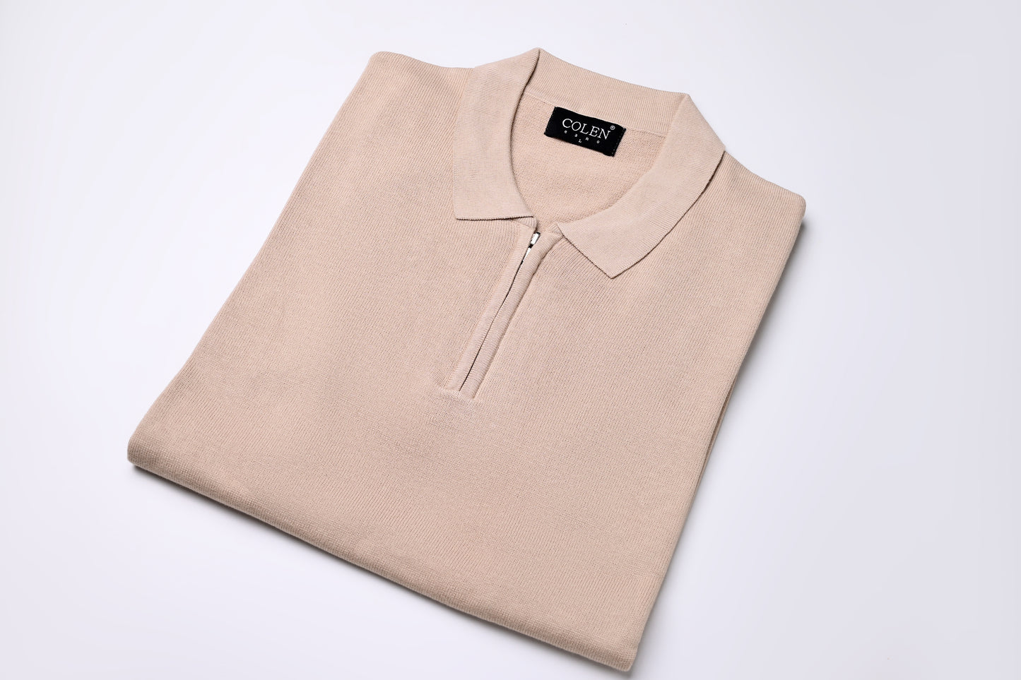 100% Cotton Zip-Up Polo Collar Sweater