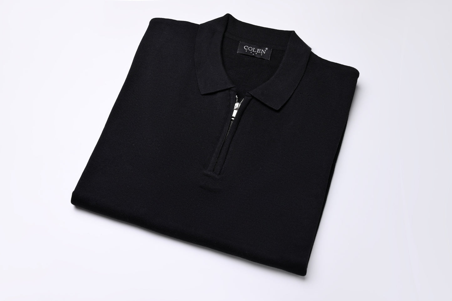 100% Cotton Zip-Up Polo Collar Sweater