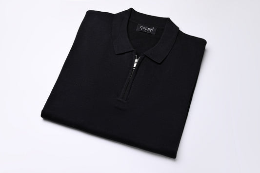 100% Cotton Zip-Up Polo Collar Sweater
