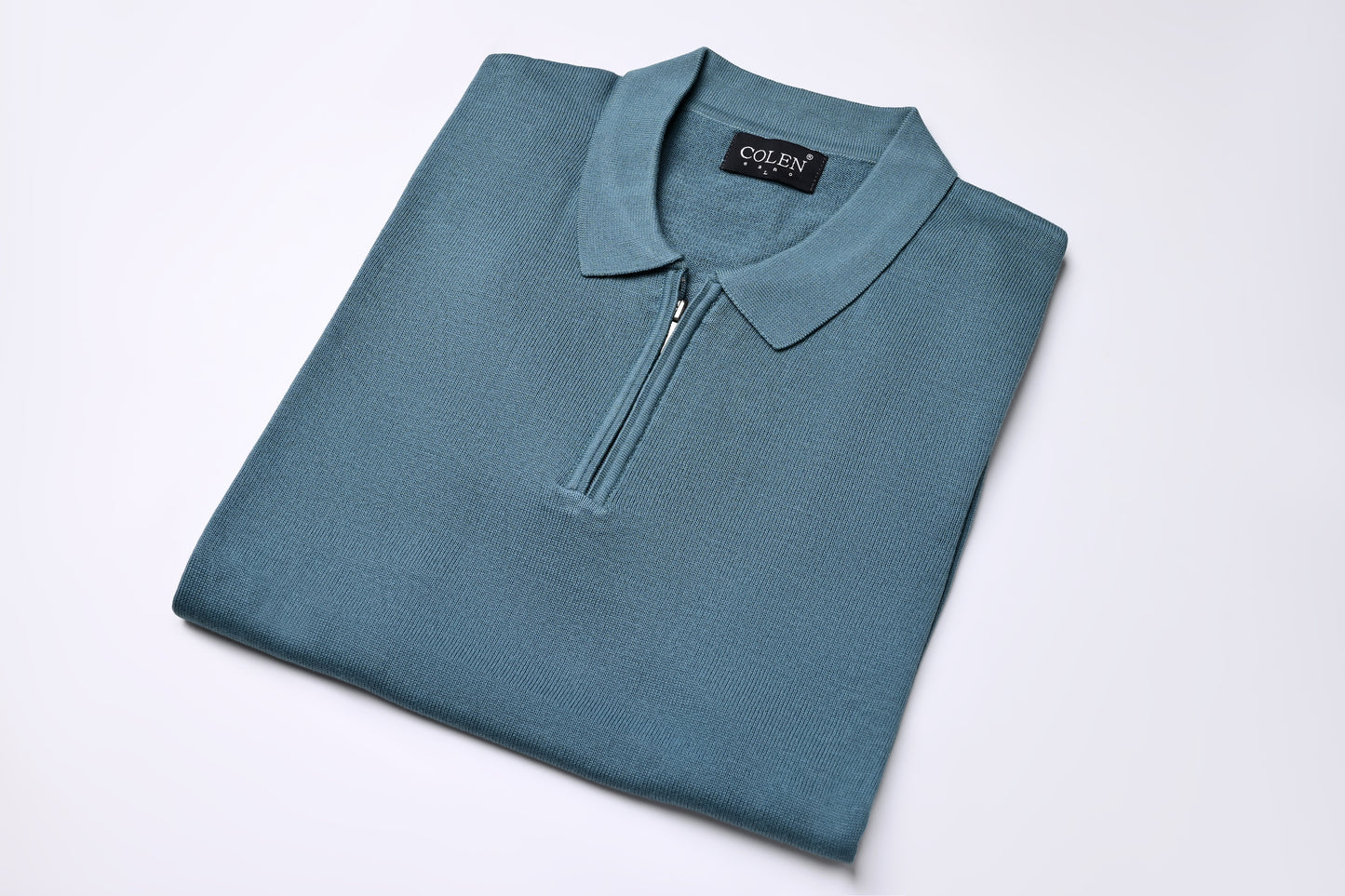 100% Cotton Zip-Up Polo Collar Sweater