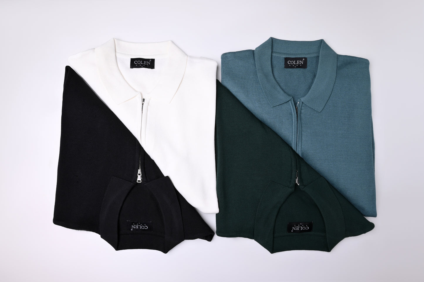 100% Cotton Zip-Up Polo Collar Sweater