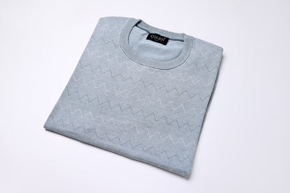 Classic Round-Neck Cotton Knit with Subtle Stripes for Everyday Comfort