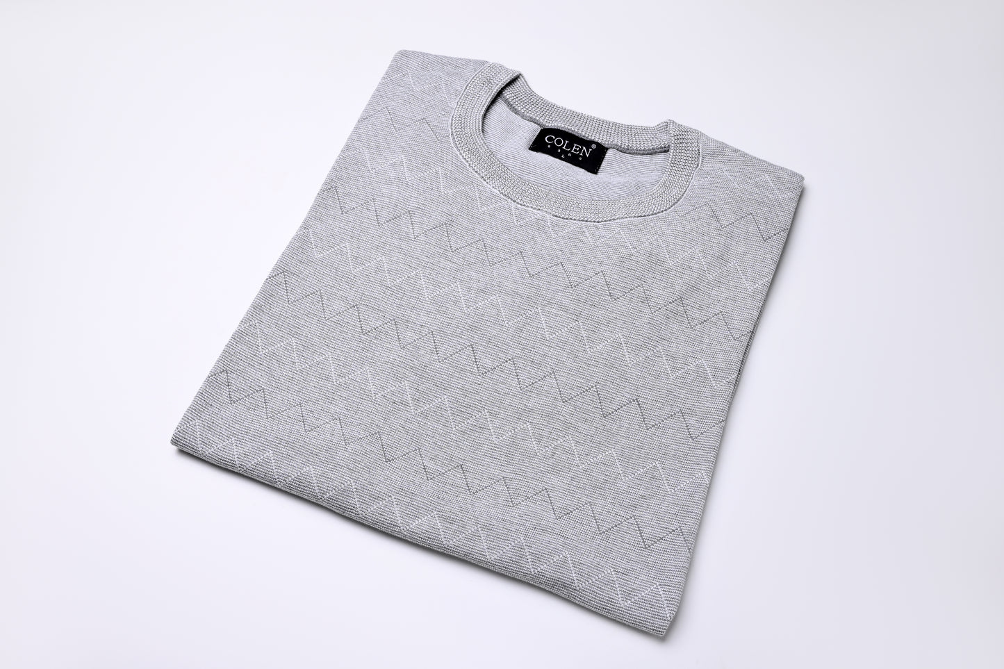 Classic Round-Neck Cotton Knit – Subtle Stripes
