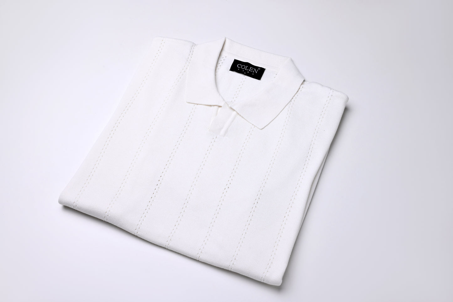 Light, Airy, Elegant – 100% Cotton Polo Sweater with Refined Openwork Detail