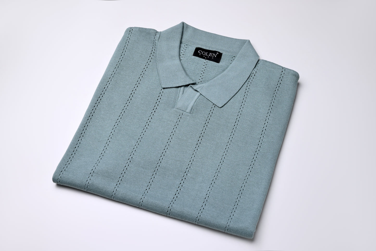 Light, Airy, Elegant – 100% Cotton Polo Sweater with Refined Openwork Detail