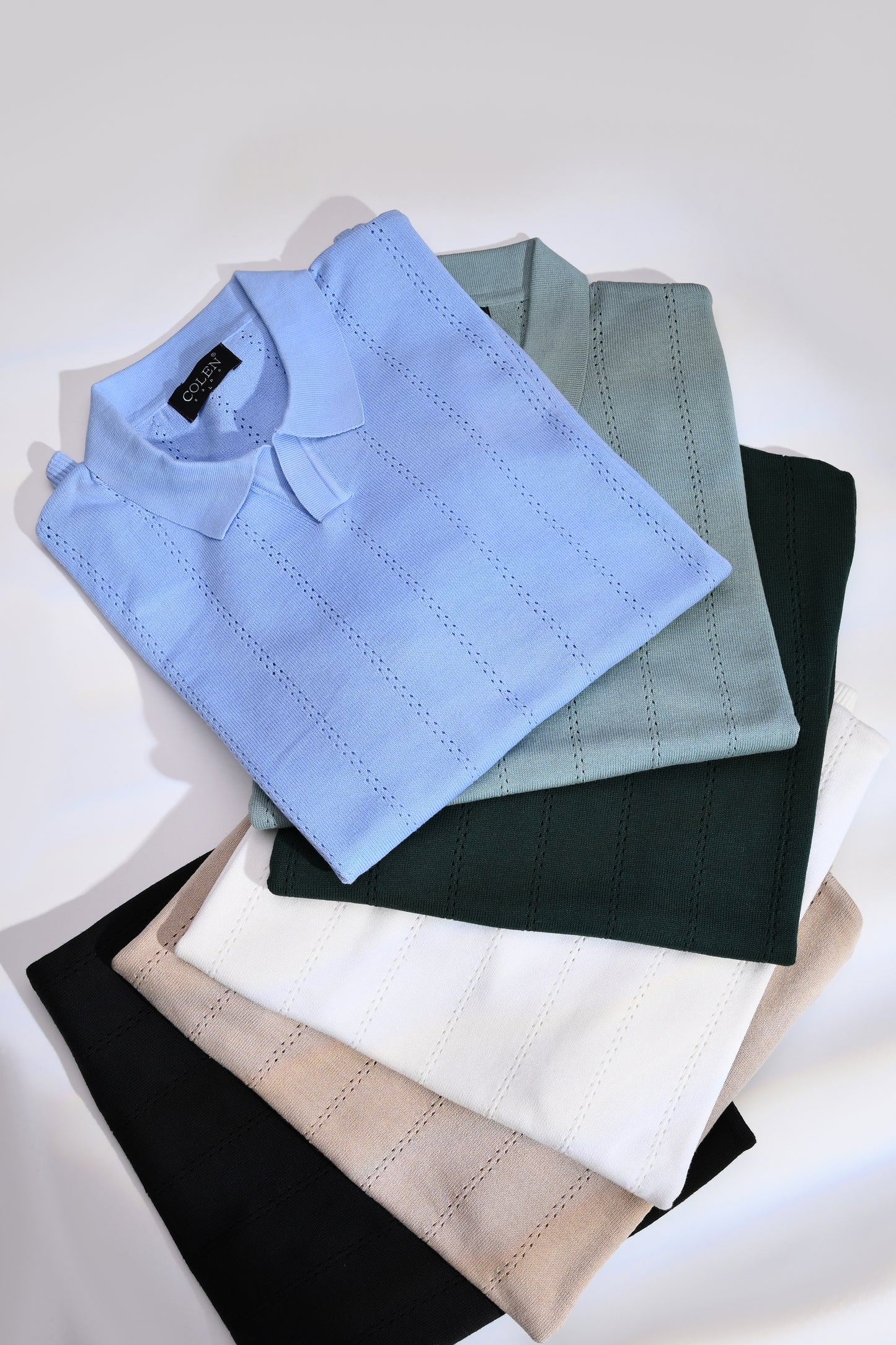 Light, Airy, Elegant – 100% Cotton Polo Sweater with Refined Openwork Detail
