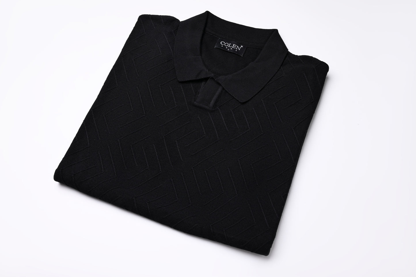 Refined Comfort - 100% Cotton Polo Sweater With Modern Knit Pattern