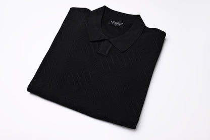 Refined Comfort 100% Cotton Polo Sweater with Modern Knit Pattern