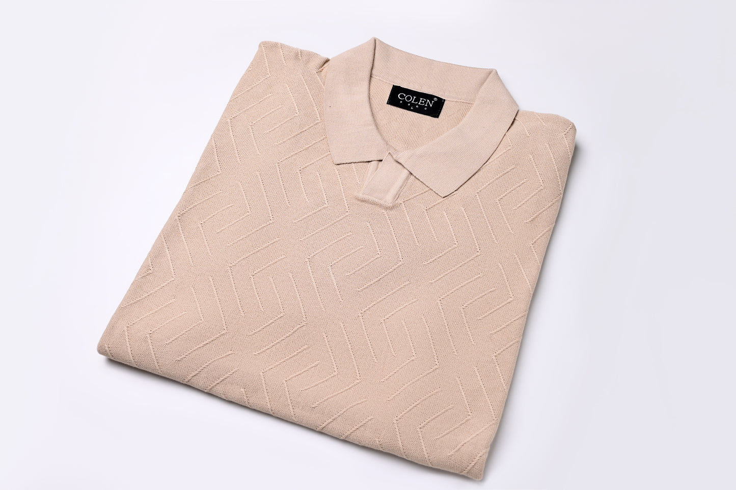 Refined Comfort - 100% Cotton Polo Sweater With Modern Knit Pattern