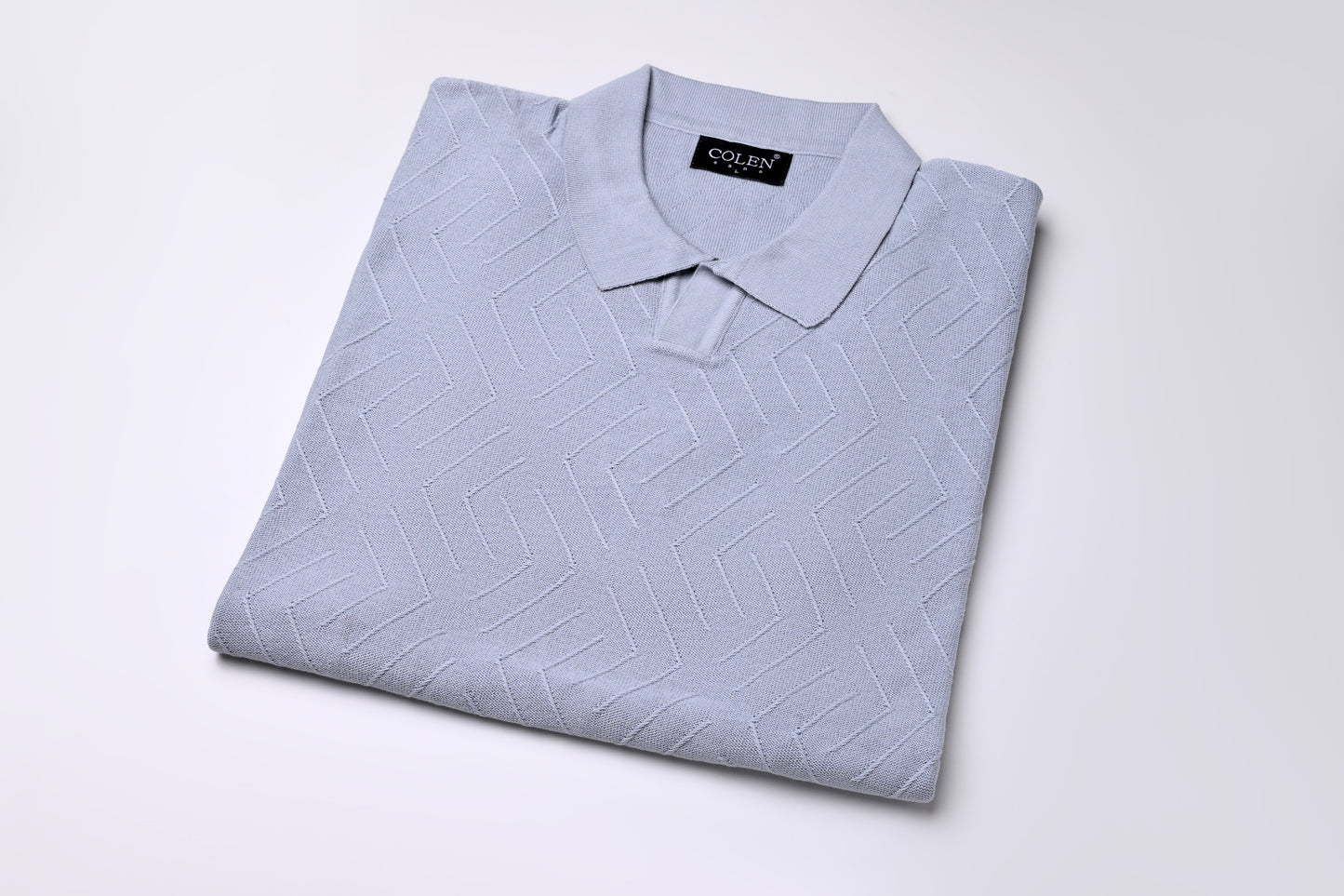 Refined Comfort - 100% Cotton Polo Sweater With Modern Knit Pattern