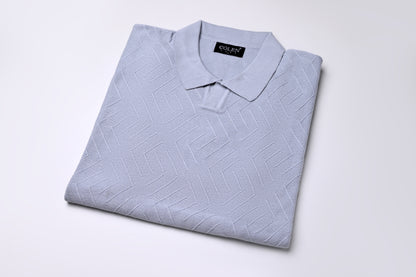 Refined Comfort 100% Cotton Polo Sweater with Modern Knit Pattern