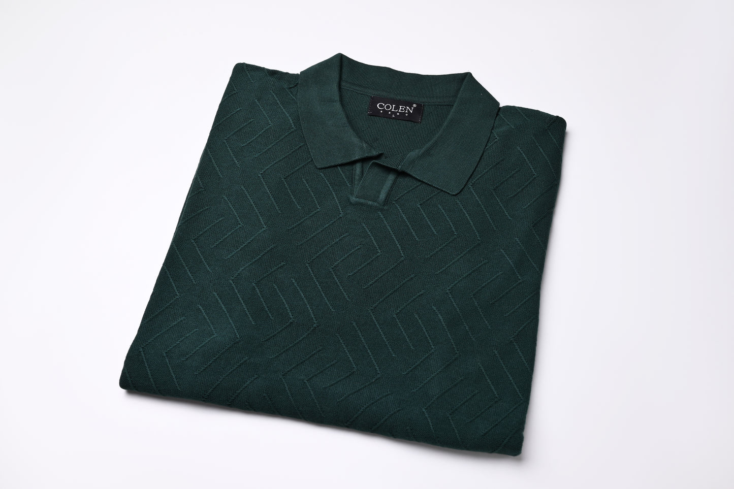 Refined Comfort - 100% Cotton Polo Sweater With Modern Knit Pattern