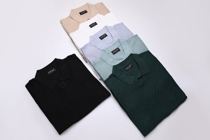 Refined Comfort 100% Cotton Polo Sweater with Modern Knit Pattern