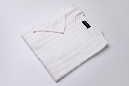 تي شيرت محبوك بأكمام قصيرة مصنوع من القطن بنسبة 100%