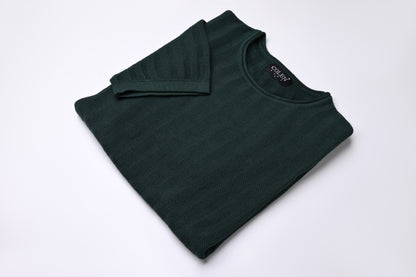 تي شيرت محبوك بأكمام قصيرة مصنوع من القطن بنسبة 100%