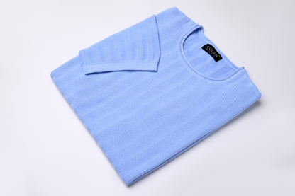 تي شيرت محبوك بأكمام قصيرة مصنوع من القطن بنسبة 100%