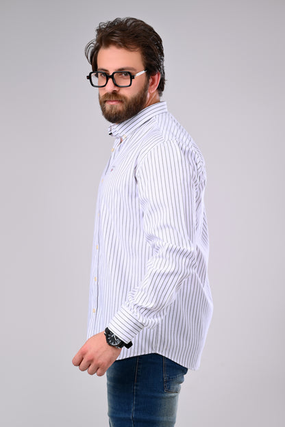 قميص أكسفورد أنيق وغير رسمي - خطوط أنيقة، قصة عصرية