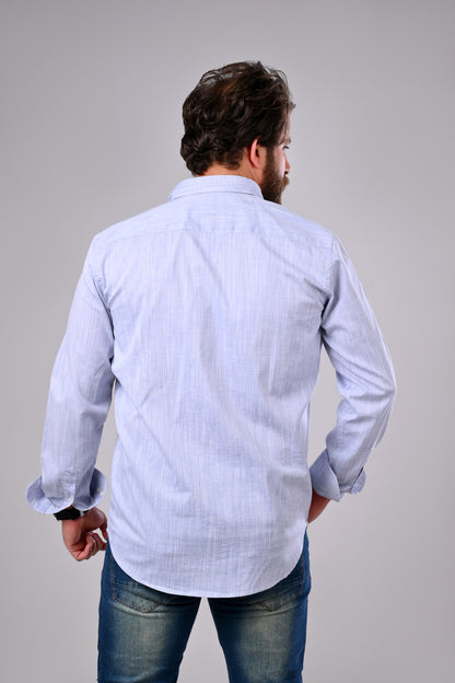 قميص من القطن والليكرا المصقول - سادة، قصة نصف ضيقة