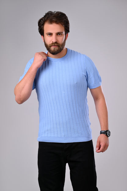 سترة قطنية 100% - ناعمة وخفيفة الوزن وذات رقبة دائرية كلاسيكية