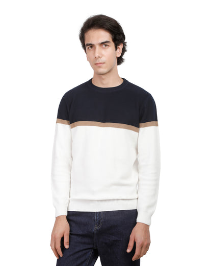 Premium Honeycomb Knit Sweater with Subtle Stripes