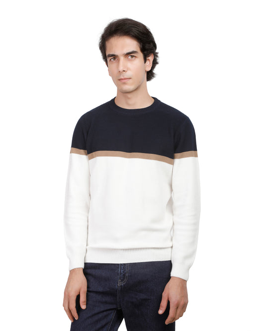 Premium Honeycomb Knit Sweater with Subtle Stripes