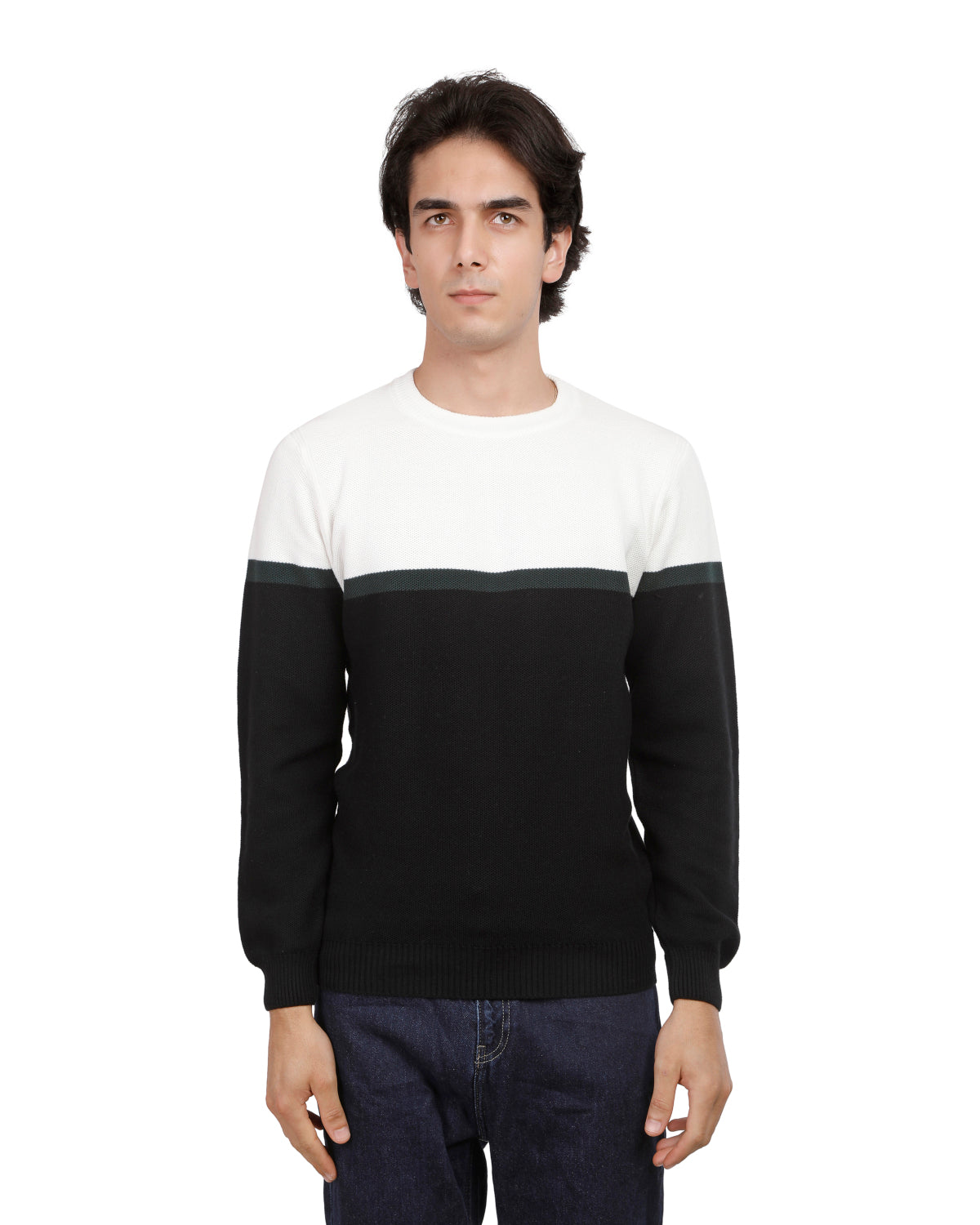 Premium Honeycomb Knit Sweater with Subtle Stripes
