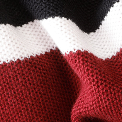 Premium Honeycomb Knit Sweater with Subtle Stripes
