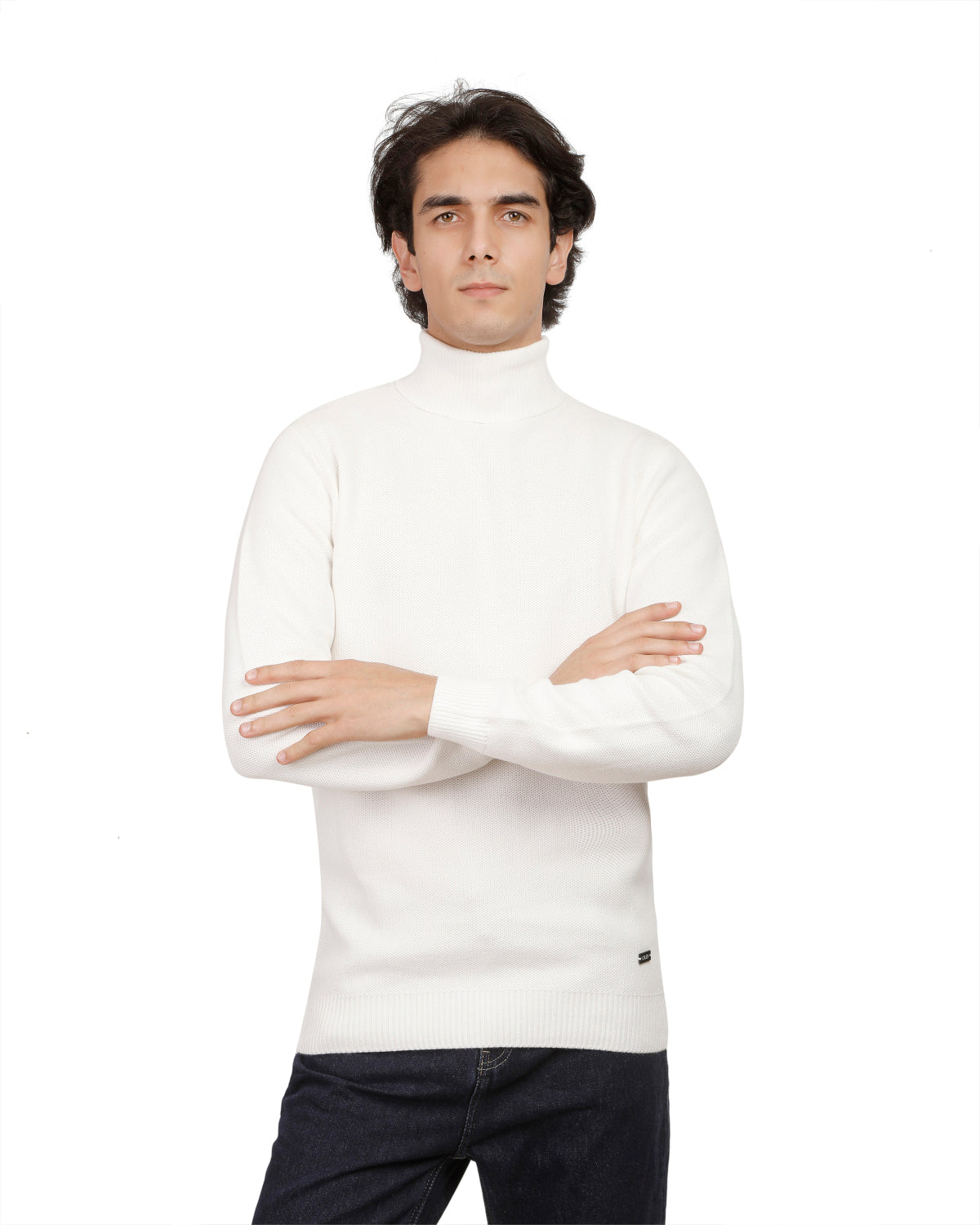 Honeycomb Knit Turtleneck Pullover