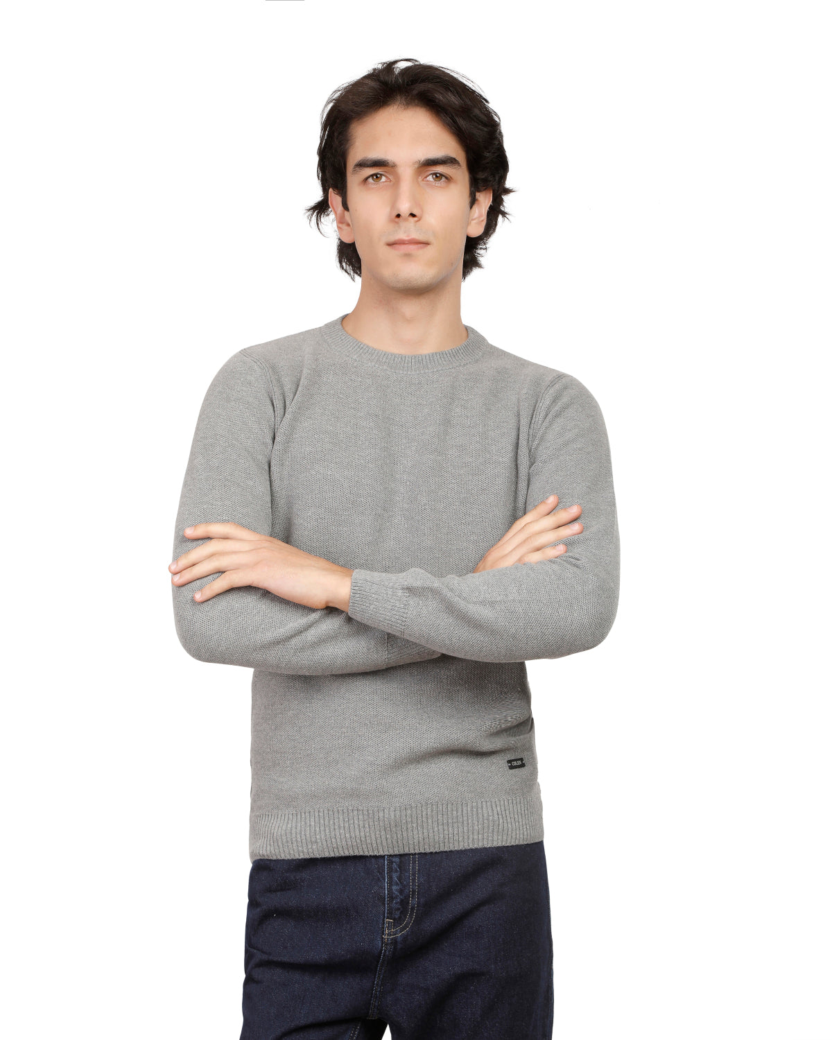 Honeycomb Knit Crew Neck Pullover