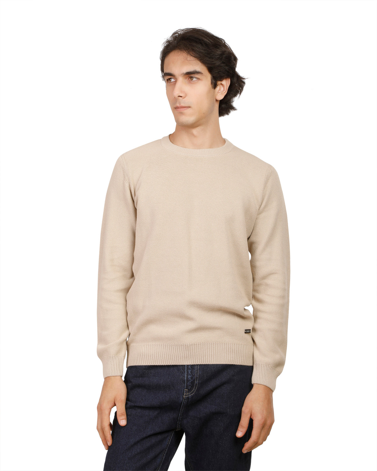 Honeycomb Knit Crew Neck Pullover